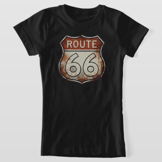 Route 66 Rusty Road Sign Tシャツ (レイダウン)
