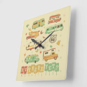Route 66 RVまだあり スクエア壁時計 (傾斜)