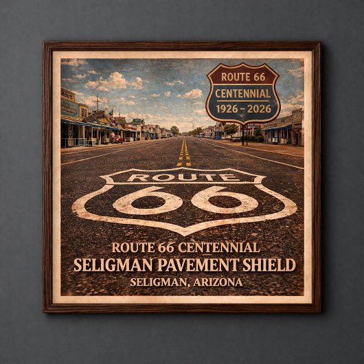 Route 66 Seligman Pavement Shield ポスター