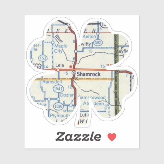 Route 66 Shamrockテキサス州の地図 シール (シート)