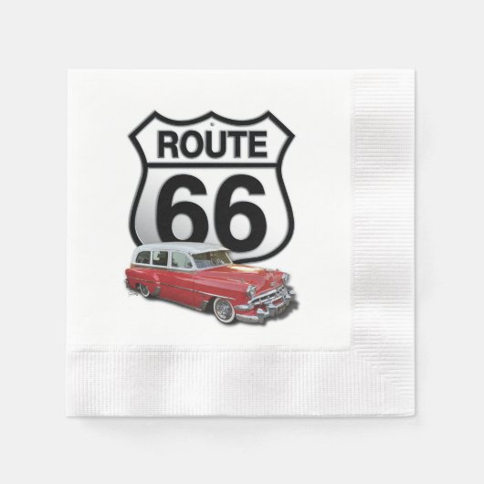 Route 66 Sign 縁ありカクテルナプキン (正面)