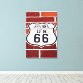 Route 66 Sign On Brick キャンバスプリント (インサイチュ (ウッドフロア))