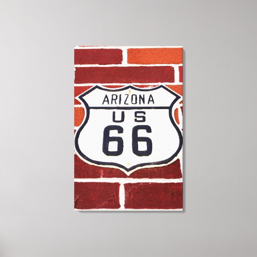 Route 66 Sign On Brick キャンバスプリント (正面)