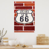 Route 66 Sign On Brick ポスター (キッチン)