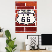 Route 66 Sign On Brick ポスター (ホームオフィス)