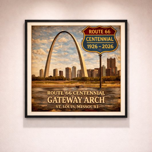 Route 66 St Louis Gateway Arch ポスター