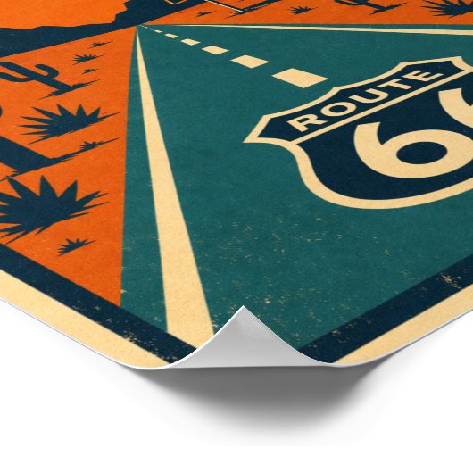 Route 66 Stop For A Bite Desert Diner Litho ポスター (角)