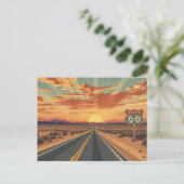Route 66 Sunset Desert Road Travel Art シーズンポストカード (スタンド正面)