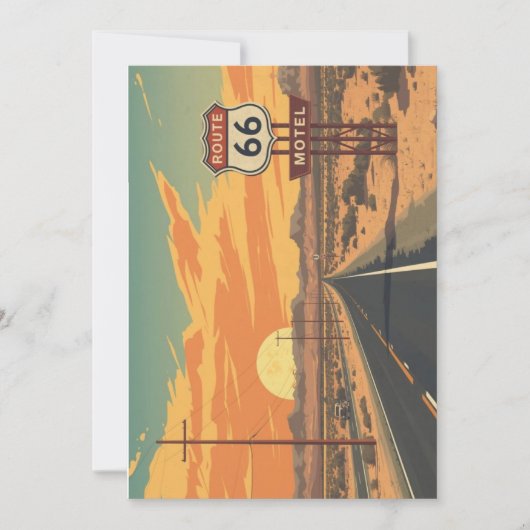Route 66 Sunset Vintage Road Travel Art シーズンカード (正面)