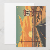 Route 66 Sunset Vintage Road Travel Art シーズンカード (正面/裏面)