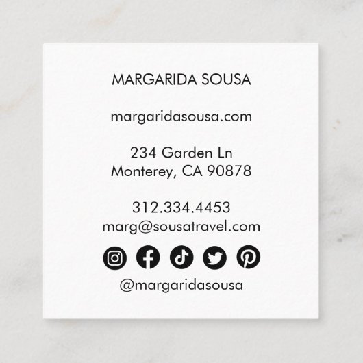 Route 66 TeePeeヴィンテージレトロ写真旅行観光 スクエア名刺 (裏面)