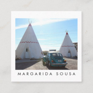 Route 66 TeePeeヴィンテージレトロ写真旅行観光 スクエア名刺