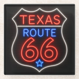 Route 66 Texas Neon Americana Decor ガラスコースター