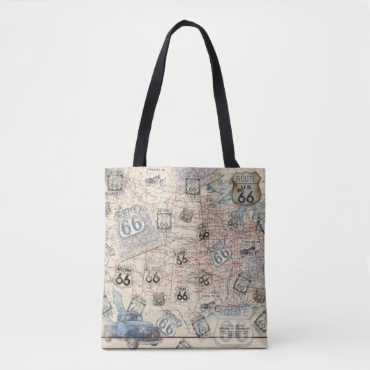 Route 66 Travel Map Tote Bag トートバッグ (正面)
