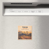 Route 66 Tulsa Oklahoma Heritage City Skyline  マグネット (インサイチュ (食洗機))