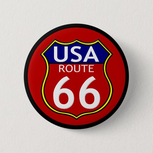 Route 66 USAボタン 缶バッジ (正面)