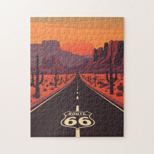 Route 66 USA Vintage Sunset Puzzle ジグソーパズル (縦)