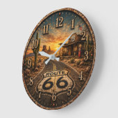 Route 66 Vintage American Road Trip ラージ壁時計 (傾斜)