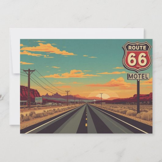 Route 66 Vintage American Road Trip Art シーズンカード (正面)