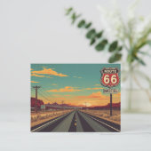Route 66 Vintage American Road Trip Art シーズンポストカード (スタンド正面)