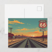 Route 66 Vintage American Road Trip Art シーズンポストカード (正面/裏面)