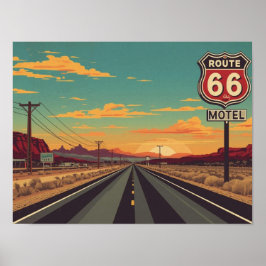 Route 66 Vintage American Road Trip Art ポスター