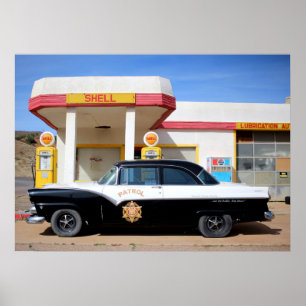 Route 66 Vintage Car Gas Stationの写真 ポスター
