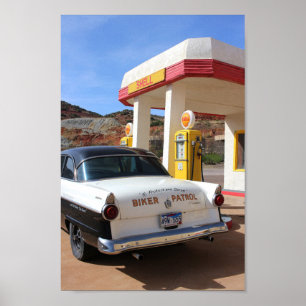Route 66 Vintage Car Gas Stationの写真 ポスター
