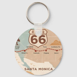 Route 66 Vintage Map with Historic Cities キーホルダー