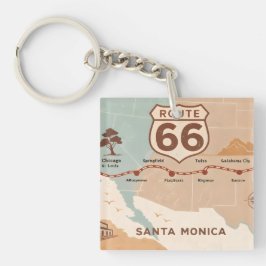 Route 66 Vintage Map with Historic Cities キーホルダー