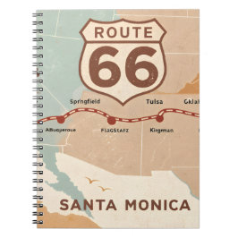 Route 66 Vintage Map with Historic Cities ノートブック