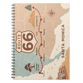 Route 66 Vintage Map with Historic Cities ノートブック