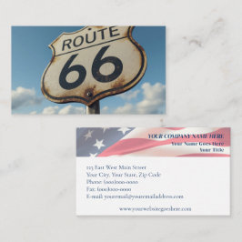 Route 66 Vintage Sign & American Flag 名刺