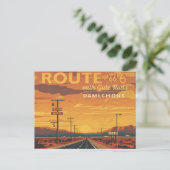 Route 66 Vintage Sunset Road Art シーズンポストカード (スタンド正面)