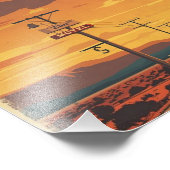 Route 66 Vintage Sunset Road Art フォトプリント (角)