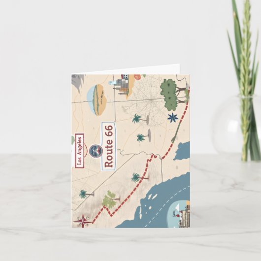 Route 66 Vintage Travel Map Illustration シーズンカード (正面)