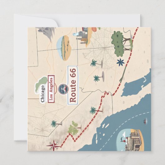 Route 66 Vintage Travel Map Illustration シーズンカード (正面)