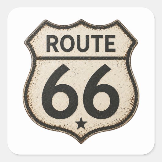 Route 66 Weathered Retro Shield Sticker スクエアシール (正面)