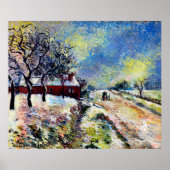 Route Enneige avec maison, environments d'Eragny 1 ポスター (正面)