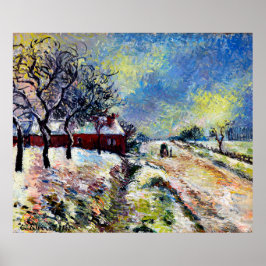 Route Enneige avec maison, environments d'Eragny 1 ポスター