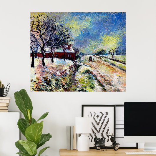 Route Enneige avec maison, environments d'Eragny 1 ポスター (ホームオフィス)