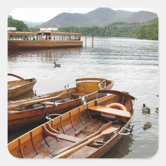 Row Boats: Derwentwater, Cumbria スクエアシール (正面)