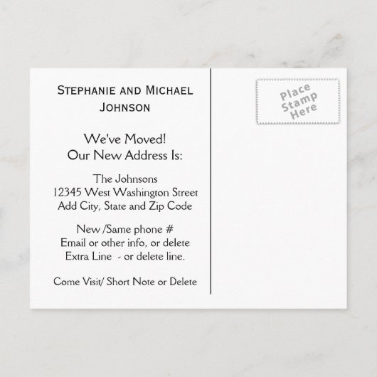 Row House引っ越しました住所の変更New Home 案内ポストカード (裏面)