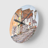 Row Of Houses ラウンド壁時計 (傾斜)