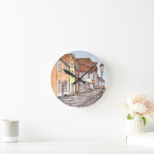 Row Of Houses ラウンド壁時計 (ホーム)