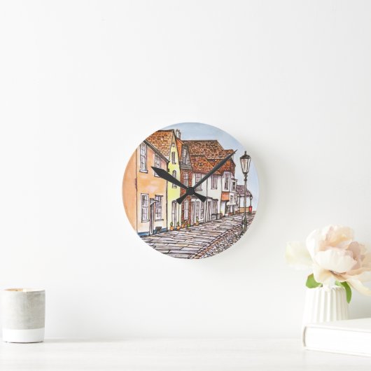Row Of Houses ラウンド壁時計 (ホーム)