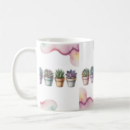 Row of mini potted succulents コーヒーマグカップ