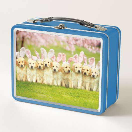 Row of Puppy Bunnies メタルランチボックス (正面)