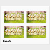 Row of Puppy Bunnies 長方形シール (シート)