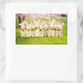 Row of Puppy Bunnies 長方形シール (バッグ)